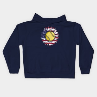 Softball Sunflower Kids Hoodie